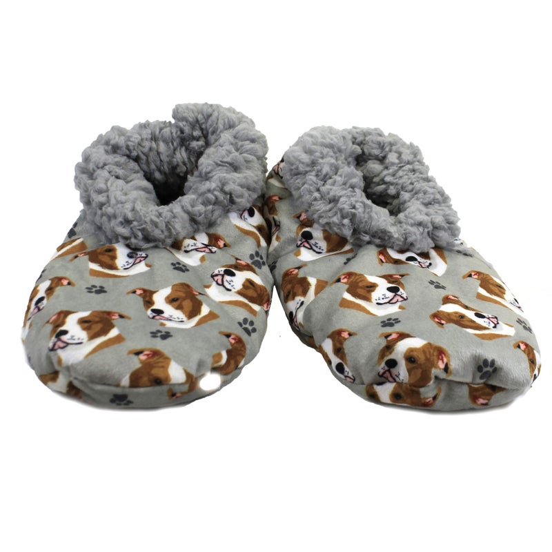 Comfies Pit Bull Super Soft Slippers - E&S Pets - Pit Bull Gifts - Cozy House Slippers - Non Skid Bottom - One Size Fits Most - Sherpa Slipper - Pet Lover Gifts For Men And Women - Image 1